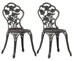 vidaXL Scaune de bistro, 2 buc., bronz, aluminiu turnat