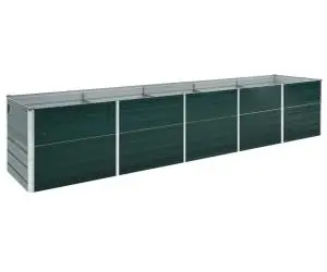vidaXL Strat înălțat de grădină, verde, 400x80x45 cm, oțel galvanizat