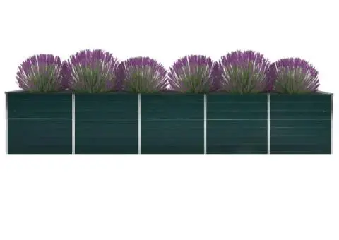 Strat înălțat de grădină, verde, 400x80x45 cm, oțel galvanizat - 2/5