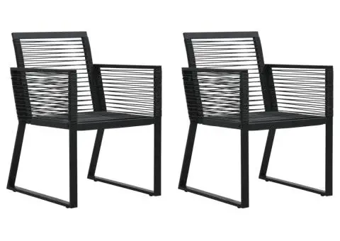 Scaune de grădină, 2 buc., negru, ratan PVC - 1/5