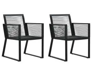 vidaXL Scaune de grădină, 2 buc., negru, ratan PVC