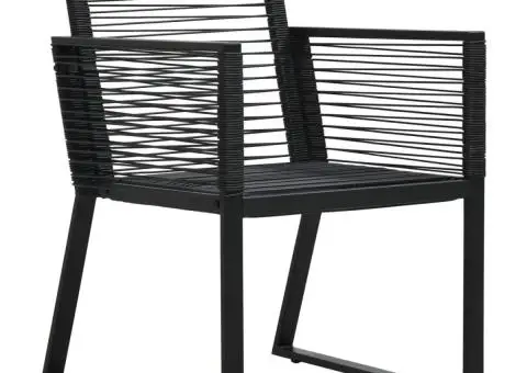 Scaune de grădină, 2 buc., negru, ratan PVC - 2/5