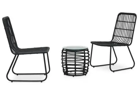 Set mobilier de bistro, 3 piese, negru, poliratan - 1/5