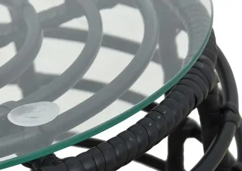 Set mobilier de bistro, 3 piese, negru, poliratan - 3/5