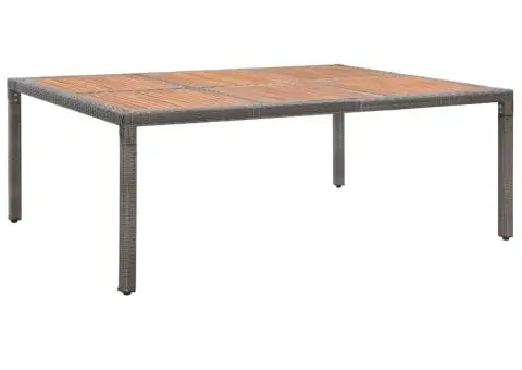 Masă de grădină, gri, 200x150x74 cm, poliratan și lemn acacia - 1/5