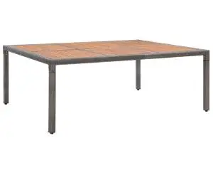 vidaXL Masă de grădină, gri, 200x150x74 cm, poliratan și lemn acacia