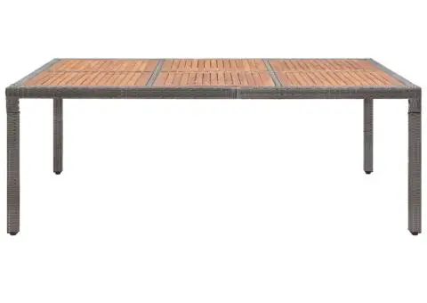 Masă de grădină, gri, 200x150x74 cm, poliratan și lemn acacia - 2/5