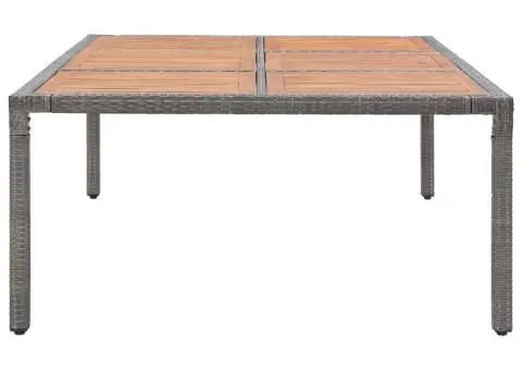 Masă de grădină, gri, 200x150x74 cm, poliratan și lemn acacia - 3/5