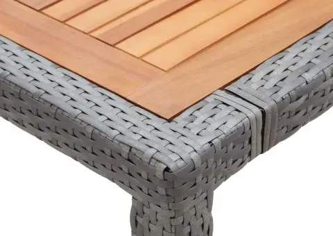 Masă de grădină, gri, 200x150x74 cm, poliratan și lemn acacia - 5/5