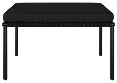 Set mobilier de grădină cu perne, 3 piese, negru, PVC - 5/5