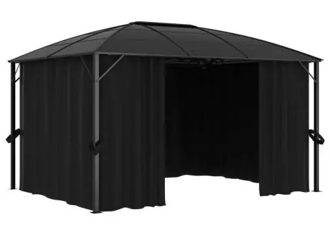 Pavilion cu perdele, antracit, 400 x 300 x 265 cm - 4/5