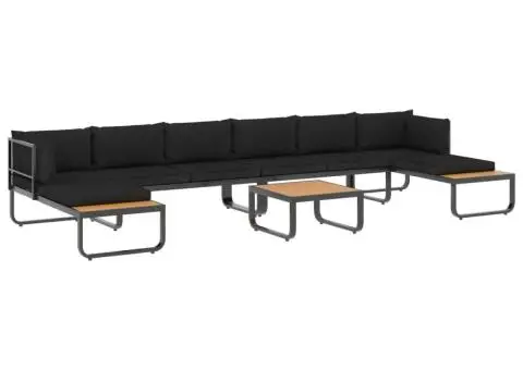 Set canapea de grădină colțar cu perne, 5 piese, aluminiu, WPC - 2/5