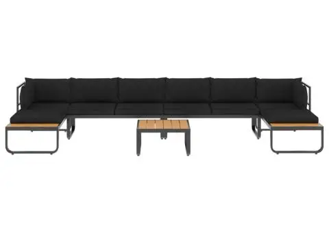 Set canapea de grădină colțar cu perne, 5 piese, aluminiu, WPC - 3/5