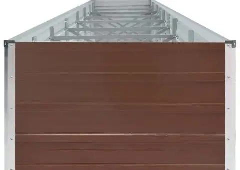 Strat înălțat de grădină, maro, 600x80x45 cm, oțel galvanizat - 4/5