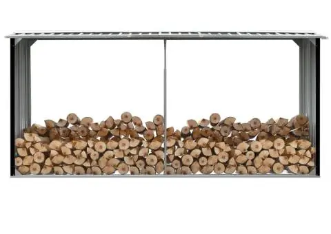 Șopron depozitare lemne antracit, 330x92x153 cm oțel galvanizat - 1/5