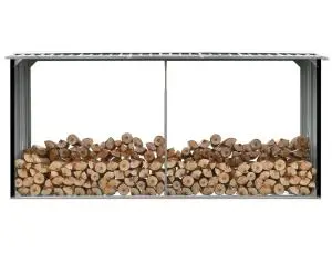 vidaXL Șopron depozitare lemne antracit, 330x92x153 cm oțel galvanizat