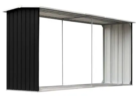 Șopron depozitare lemne antracit, 330x92x153 cm oțel galvanizat - 2/5