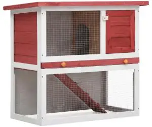 vidaXL Cușcă de iepuri pentru exterior, 1 ușă, roșu, lemn