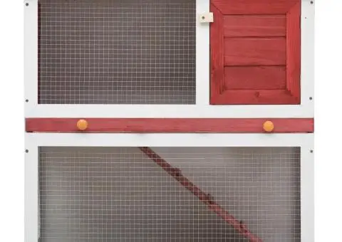 Cușcă de iepuri pentru exterior, 1 ușă, roșu, lemn - 3/5