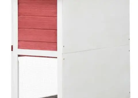 Cușcă de iepuri pentru exterior, 1 ușă, roșu, lemn - 5/5