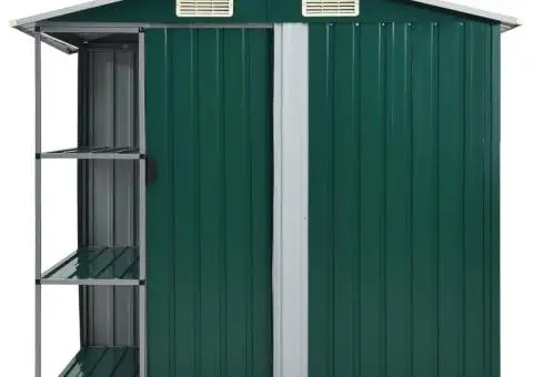 Șopron de grădină cu etajeră, verde, 205 x 130 x 183 cm, fier - 2/5