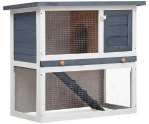 vidaXL Cușcă de iepuri pentru exterior, 1 ușă, gri, lemn