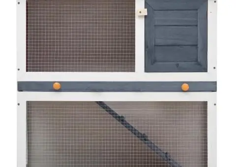 Cușcă de iepuri pentru exterior, 1 ușă, gri, lemn - 3/5