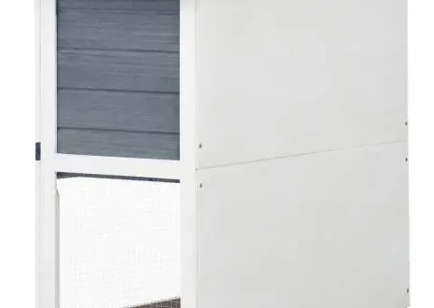 Cușcă de iepuri pentru exterior, 1 ușă, gri, lemn - 4/5