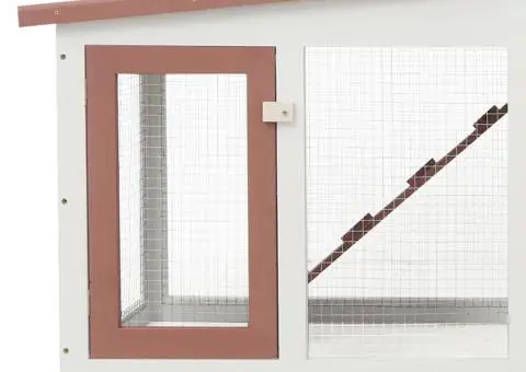 Cușcă mare exterior pt. iepuri, maro și alb, 201x45x85 cm, lemn - 5/5