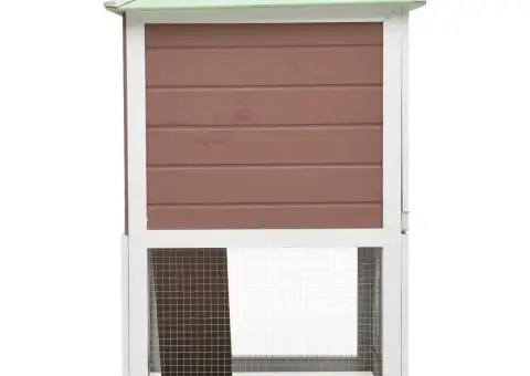 Cușcă pentru iepuri și alte animale, 2 niveluri, maro, lemn - 4/5