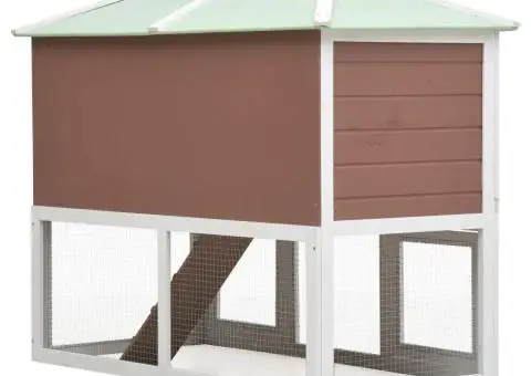 Cușcă pentru iepuri și alte animale, 2 niveluri, maro, lemn - 5/5