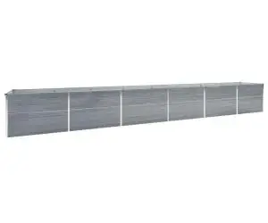 vidaXL Strat înălțat de grădină, gri, 600x80x77 cm, oțel galvanizat