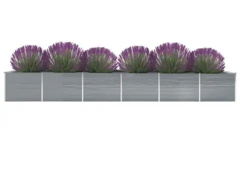 Strat înălțat de grădină, gri, 600x80x77 cm, oțel galvanizat - 2/5