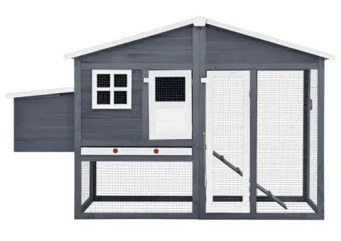 Coteț de păsări cu un cuibar, gri și alb, lemn masiv de brad - 3/5