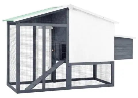 Coteț de păsări cu un cuibar, gri și alb, lemn masiv de brad - 4/5