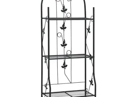 Suport de plante, 3 niveluri, negru, 52 x 28 x 128 cm, fier - 1/5