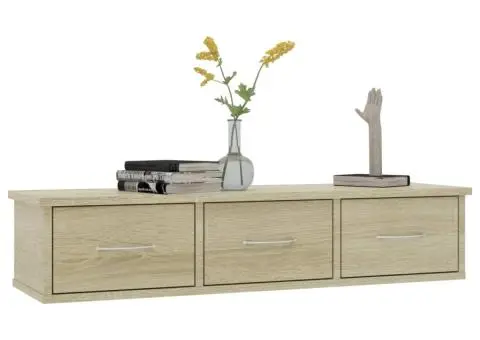 Dulap de perete cu sertare, stejar Sonoma, 88x26x18,5 cm - 3/5