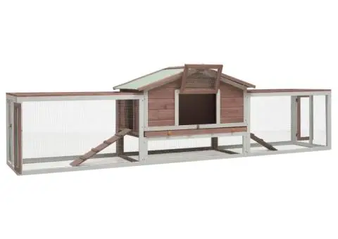 Cușcă iepuri, cafeniu, 310x70x87 cm, lemn masiv de pin & brad - 2/5