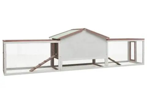 Cușcă iepuri, cafeniu, 310x70x87 cm, lemn masiv de pin & brad - 4/5