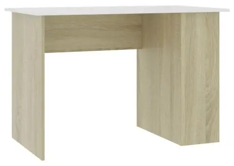 Birou, alb și stejar sonoma, 110 x 60 x 73 cm, PAL - 2/5