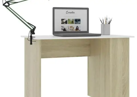 Birou, alb și stejar sonoma, 110 x 60 x 73 cm, PAL - 3/5