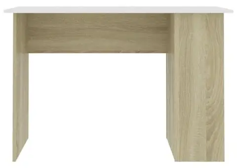 Birou, alb și stejar sonoma, 110 x 60 x 73 cm, PAL - 4/5