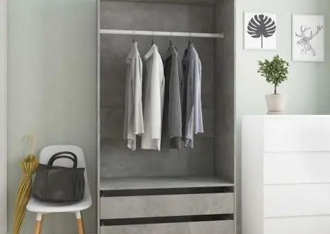 Șifonier, gri beton, 100x50x200 cm, lemn prelucrat - 1/5