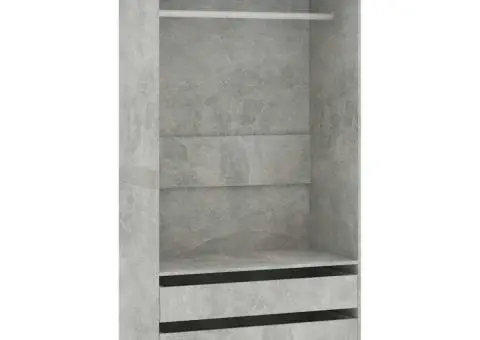 Șifonier, gri beton, 100x50x200 cm, lemn prelucrat - 2/5