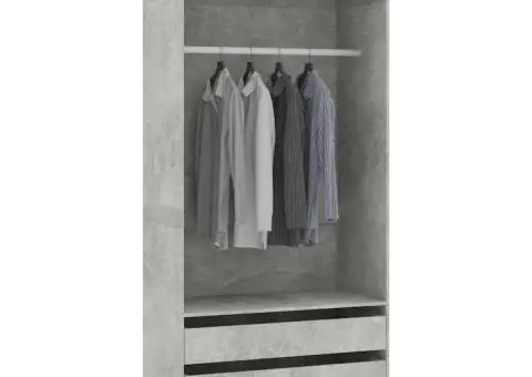 Șifonier, gri beton, 100x50x200 cm, lemn prelucrat - 4/5