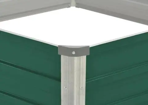 Strat înălțat de grădină, verde, 129x129x46 cm, oțel galvanizat - 4/5