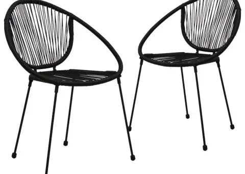 Scaune de grădină, 2 buc., negru, ratan PVC - 1/5