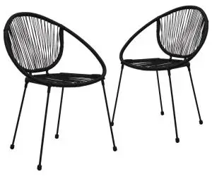 vidaXL Scaune de grădină, 2 buc., negru, ratan PVC