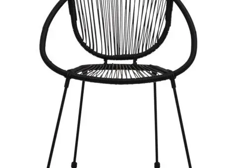 Scaune de grădină, 2 buc., negru, ratan PVC - 3/5