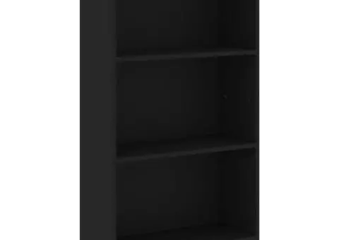 Bibliotecă cu 3 rafturi, negru, 60x24x109 cm, lemn compozit - 2/5